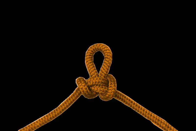 An alpine butterfly knot tied in rope