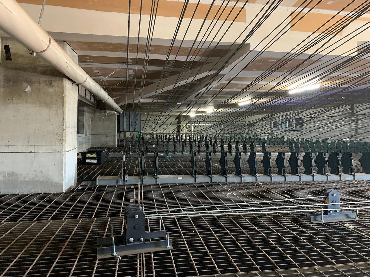 The counterweight house and overhead grid at Gladstone Entertainment & Convention Centre.