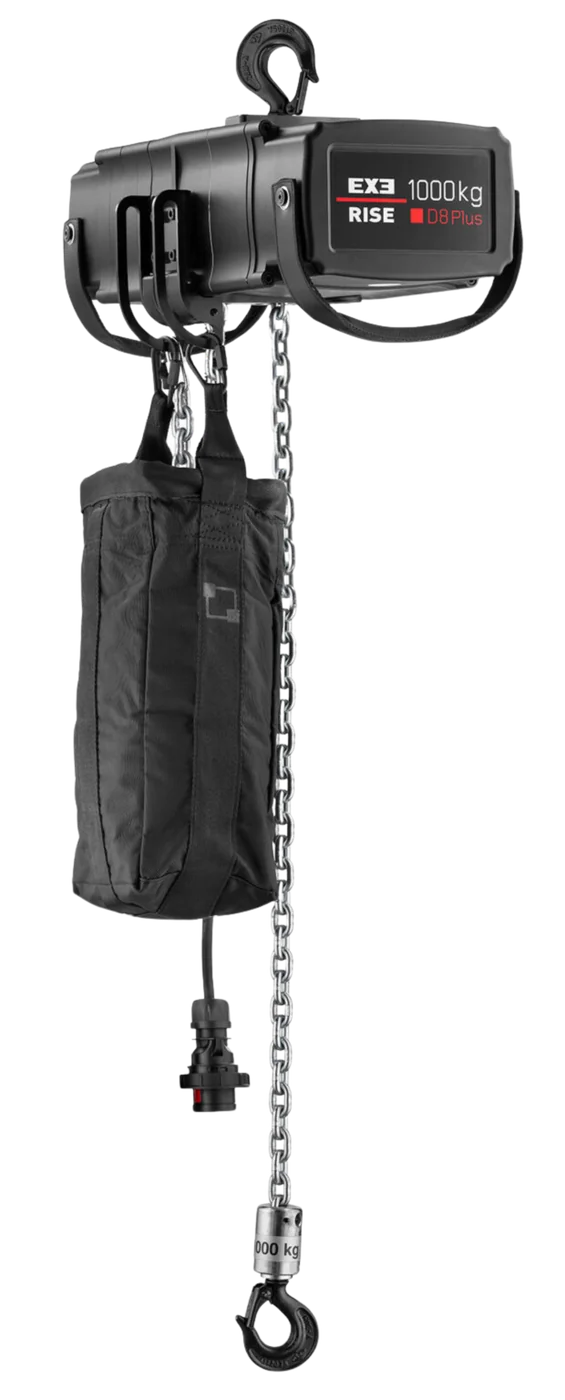 EXE Rise D8 Plus electric chain hoist, the chain hoist range TSA stocks for venue rigging